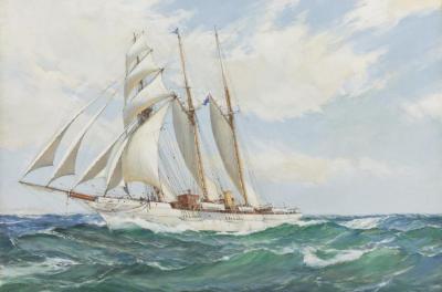 A Sunny Morning,full-sail Artwork by Montague Dawson