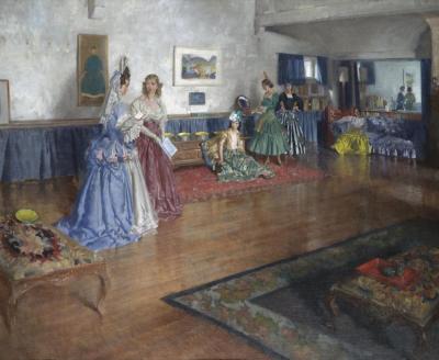 Reading A Play, A Costume Group At Peel Cottage Artwork by Sir William Russell Flint