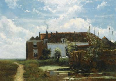 A Farm Along A Canal In A Polder Landscape Artwork by Jan Weissenbruch