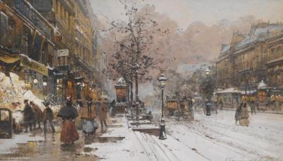 Les Grands Boulevards A Paris Artwork by Eugene Galien-Laloue