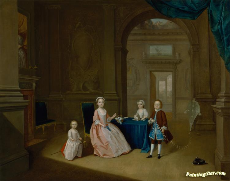 Children In An Interior Artwork by Arthur Devis