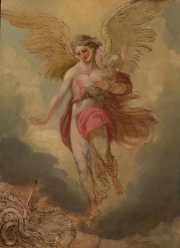 The Woman Clothed With The Sun Fleeth From The Persecution Of The Dragon Artwork by Benjamin West