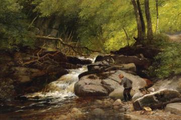 Fishing On The Greta,north Yorkshire Artwork by Richard Beavis