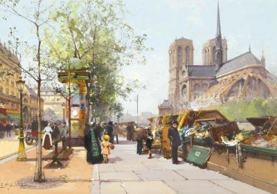 Notre Dame De Paris Artwork by Eugene Galien-Laloue