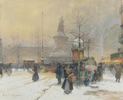 La Place De La Republique,paris Artwork by Eugene Galien-Laloue