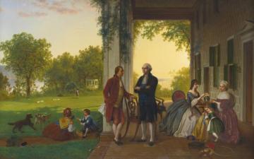 Washington And Lafayette At Mount Vernon, 1784 Artwork by Thomas P. Rossiter