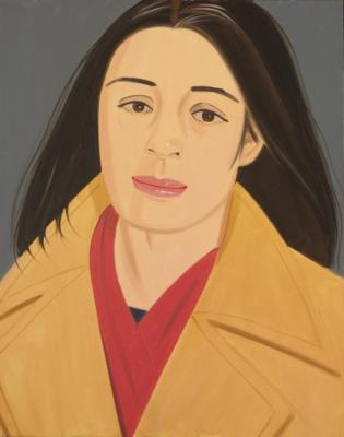 The Red Scarf (ada In Polo Coat) Artwork by Alex Katz