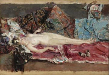 Reclining Nude Artwork by Jose Garcia y Ramos