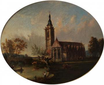 Église Saint-hilaire Vers 1860 Artwork by Louis Moullin