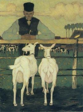 Farmer With Goats Artwork by Jan Mankes