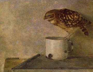 Little Owl On A Mug Artwork by Jan Mankes