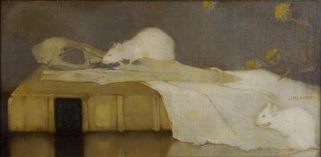 White Mice On A Book Artwork by Jan Mankes