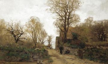 Landscape With Figures Resting On A Path And The Sea In The Distance Artwork by Pierre-Emmanuel Damoye