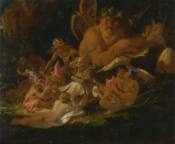 Puck And Fairies,from A Midsummer Night's Dream Artwork by Sir Joseph Noel Paton