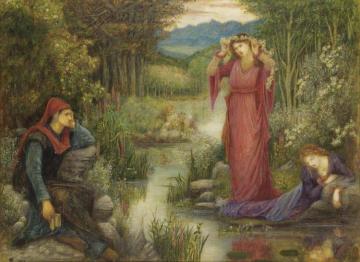 Dante's Vision Of Leah And Rachel Artwork by John Melhuish Strudwick