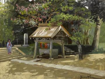 A Font Of Purification, Kamakura, Japan Artwork by Theodore Wores