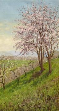 A Hillside In Saratoga,a Saratoga Road,1924 (a Pair) Artwork by Theodore Wores