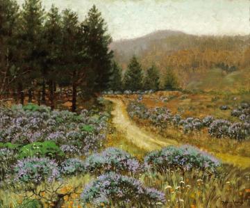 Blue Lupine And Sutro Forest, San Francisco, 1912 Artwork by Theodore Wores