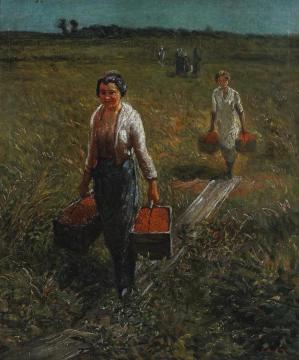 Strawberry Pickers Artwork by Theodore Wores