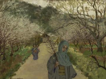 Viewing The Plum Blossoms Of Sugita Artwork by Theodore Wores
