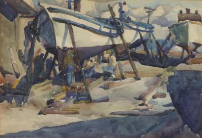 Boatyard, Monterey Artwork by Armin Hansen