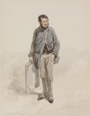 Artist With Canvas Artwork by Paul Gavarni