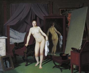 A Female Model Posing In A Studio Artwork by Christoffer Wilhelm Eckersberg