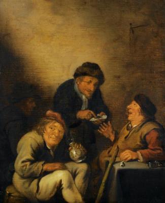 An Interior Scene With Peasants Drinking And Smoking Artwork by Jan Miense Molenaer