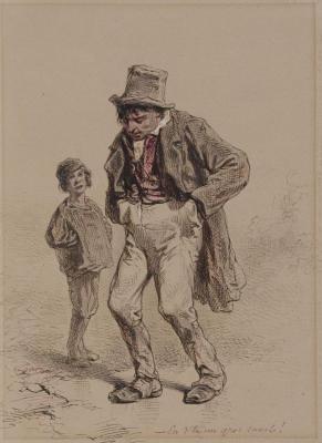 Intoxicated Man And Boy,1859 Artwork by Paul Gavarni