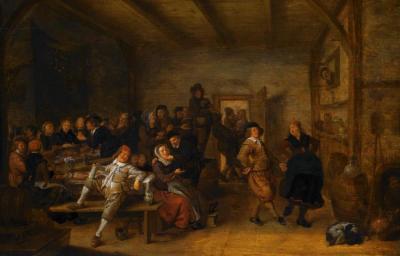 A Tavern Interior With Figures Revelling And Merry-making During A Wedding Feast Artwork by Jan Miense Molenaer