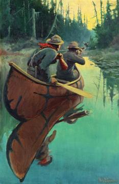 Hunters In A Canoe Artwork by Philip R. Goodwin