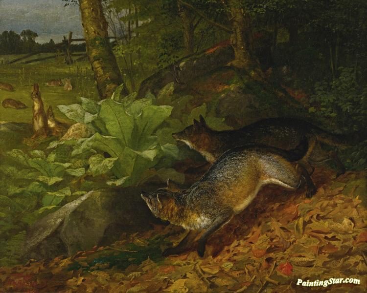 Foxes And Rabbits Artwork by William Holbrook Beard