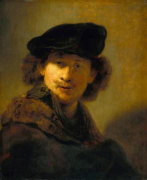 Self-portrait In A Velvet Beret Artwork by Rembrandt van Rijn