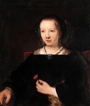 Young Woman With A Carnation Artwork by Rembrandt van Rijn