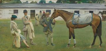 Kempton Park Stables Artwork by Sir Alfred James Munnings
