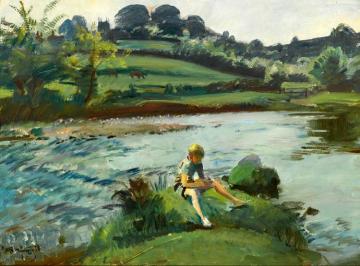 Withypool By The Barle, Exmoor Artwork by Sir Alfred James Munnings