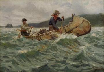 Trappers In A Canoe Artwork by Philip R. Goodwin