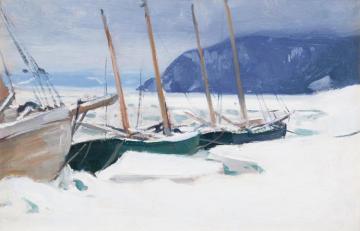 Schooners In Ice Floes Artwork by Clarence Gagnon