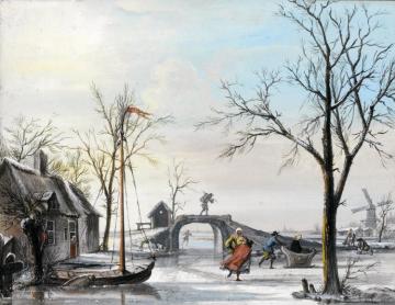 Winter Landscape With Skaters Artwork by Cornelis Troost