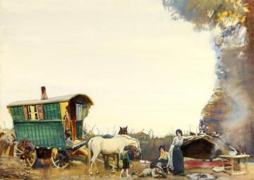 A Gypsy Encampment Artwork by Sir Alfred James Munnings