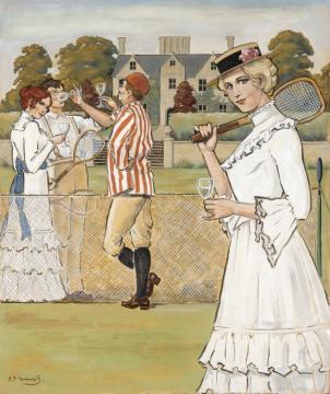 An Afternoon's Tennis Artwork by Sir Alfred James Munnings