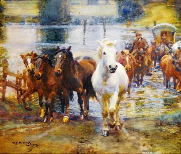 Crossing The Ford 1 Artwork by Sir Alfred James Munnings