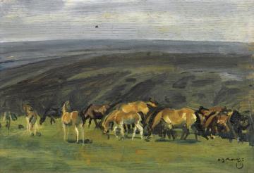 Exmoor Ponies Artwork by Sir Alfred James Munnings