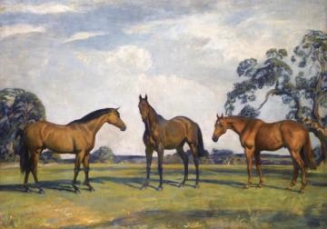 Horse Conversation Piece(black Speck And Knight's Armour) Artwork by Sir Alfred James Munnings