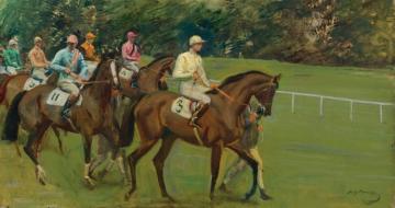 Parade To The Post, Kempton Park Artwork by Sir Alfred James Munnings