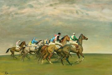 Start Of A Steeplechase Artwork by Sir Alfred James Munnings