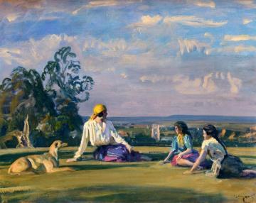Gypsies On The Downs Artwork by Sir Alfred James Munnings