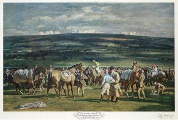 The Saddling Paddock, Cheltenham March Meeting Artwork by Sir Alfred James Munnings