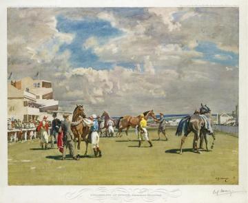 Unsaddling At Epsom,summer Meeting Artwork by Sir Alfred James Munnings