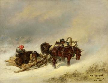 The Winter Hunt,1879 Artwork by Nikolai Sverchkov